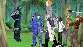 Darkseid Vs Costume Man, Safe Head, Jeff The Killer, Jason, Michael Myers Freddy(Drawing Cartoons 2)