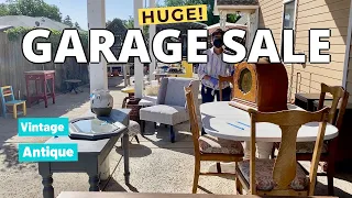 HUGE GARAGE SALE || Vintage & Antique || yard sale || thrift with me || YouTube