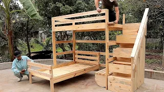 Amazing Woodworking Ideas From Pine // How We Build A Simple & Easy Bunk Bed - DIY!