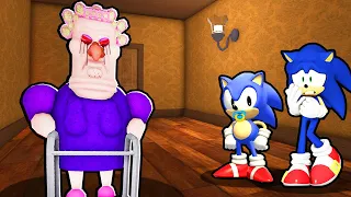 SONIC AND BABY SONIC ESCAPE EVIL GRUMPY GRAN IN ROBLOX