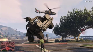 GTAV HULK MOD THROWING CARS AT HELICOPTERS