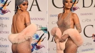 Rihanna Stuns in Completely Sheer Dress at CFDA Fashion Awards 2014 & wins Icon Award