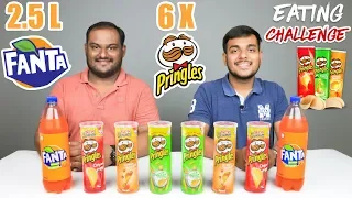 PRINGLES WITH FANTA EATING CHALLENGE | Pringles Potato Chips Eating Competition | Food Challenge