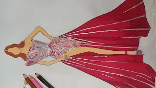 Fashion illustration ll beautiful dress ll fashion sketch ll itsumrakhan 78