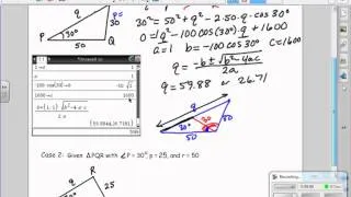 Ambiguous Case with Law of Cosines