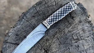 Красивый Нож из дамасской стали без лишнего