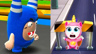 Oddbods Turbo Run Pogo vs Talking Tom Gold Run Unicron Angela Challenge | Nubi Gameplay