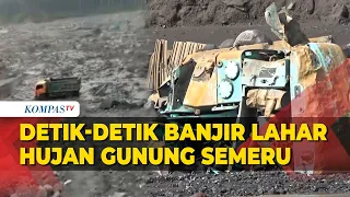 Video Amatir Kepanikan Warga saat Banjir Lahar Hujan Gunung Semeru Terjang Alat Berat