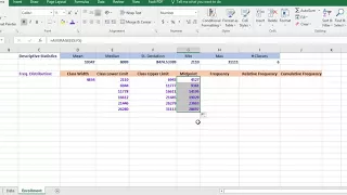 Using Excel to Create a Frequency Distribution and Find Descriptive Statistics
