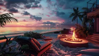 Meditation & Stress Relief by the beach with Campfire and Ocean Waves Sounds