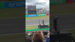 Lewis Hamilton and George Russell, Silverstone 2022 drivers parade, Wellington Straight