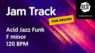 Acid Jazz Funk Jam Track in F minor (for drums) "Downtown Funk" - BJT #21