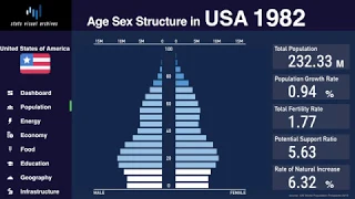 United States - Changing of Population Pyramid & Demographics (1950-2100)