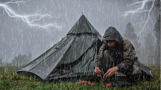 2 DAGES solocamping i LANG HEAVY RAIN NON-STOP • REGNSTORM & TORDENSTORM HELE NATTEN • ASMR