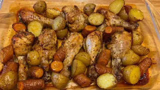 Roasted Chicken Potatoes & Carrots | Baked Chicken Potatoes & Carrots | Chicken Drumstick Recipes