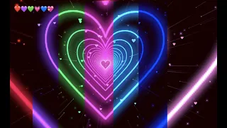 Color Changing❤️💜💚💗💙💖Neon Lights Love Heart Tunnel | Heart Background Video | Wallpaper Heart