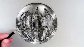 How to Draw a City in 5-Point Perspective in a Crystal Ball