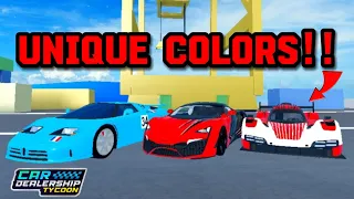 THESE CARS HAVE UNIQUE COLORS IN Car Dealership tycoon?! | Mird CDT