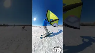 Wing Surfing on Snow Fun Wing Ski Kite Skiing Toronto. Wingsurfing Winter Ozone WaspV2 3m toronto