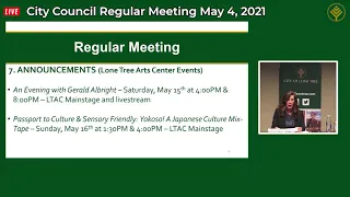 May 4, 2021 Lone Tree City Council Regular Meeting