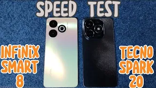 INFINIX SMART 8 vs. TECNO SPARK 20 | SPEED TEST | Nakikipaglaban!!