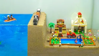 Lego Dam Breach Experiment - I Flooded my LEGO Mini Farm Diorama - Dam Collapse Flooding Lego City