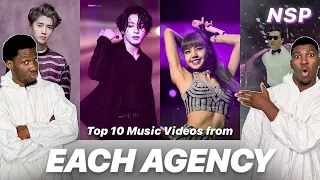 Top 10 Most Viewed K-Pop Music Videos from Each Agency |  NSP Reaction