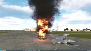 【DCS world】自爆トラックと化した給油トラックF16と衝突