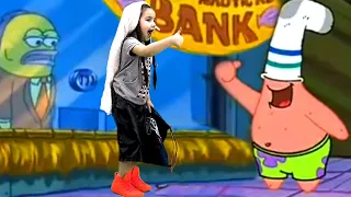 Robbing The Bank & Goo Goo Gas - with Dominika In Real Life | Spongebob