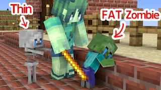 Monster School : Fat Baby Zombie and Thin Baby Skeleton - Sad Story - Minecraft Animation