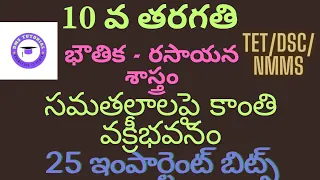 #dsc# 10th class physical science# refraction of light at plane surfaces in telugu# important bits