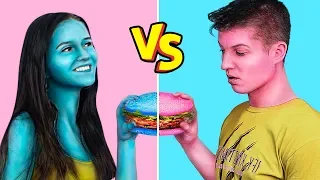 Fino All’ultimo Morso Di Cibo Colorato! / 24 Ore Di Sfida Cibo Blu vs Cibo Rosa