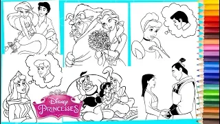 Disney Princesses & Princes COMPILATION - Coloring Pages for kids
