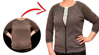 How to sew a zipper into the sweatshirt in 5 minutes fashionably and comfortably!