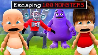Baby Saves SISTER from 100 Monsters!