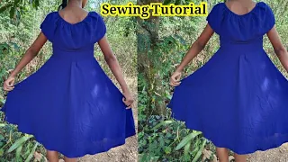 ඕනෑම යුවතියකට ගැලපෙන මංතය සහිත ගවුමක් මහමු | How to sew a frock with frill | mahum | Sl Art Academy