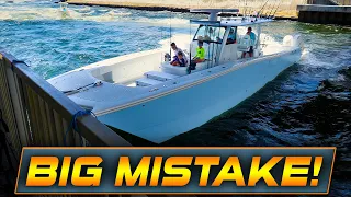 MILLION DOLLAR BOAT MAKES A BIG MISTAKE ENTERING BOYNTON INLET ! | HAULOVER INLET | WAVY BOATS