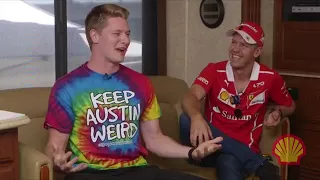 Vettel, Joey Logano and Josef Newgarden during a Shell event - US GP 2017