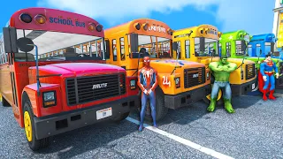 Superheroes School Bus Racing Challenge w/ Spiderman, Hulk & SuperMan (Funny Contest) #229