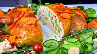 Фаршированная курица, запеченная в духовке. Рецепт блюда к праздничному столу на Новый Год 2023