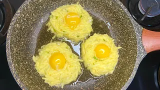 Just Pour Eggs On Grated Potatoes Its So Delicious /Simple Breakfast Recipe /Cheap & tasty Snacks