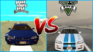 Gta San Andreas vs Gta 5 Nissan Skyline R34 (Brian O Conner) Paul Walker Which is the Best