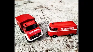 #VLOG 38 : Schuco FEUERWEHR Series : Mercedes-Benz Unimog U406 and Volkswagen T1 Bus