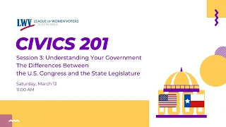 LWV AA Civics 201 Session 3   Understanding Your Government US Congress State Lege