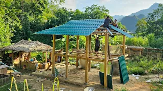 Build a Wooden House 2023 - Complete Roof Frame - Cooking | Trieu Mai Huong