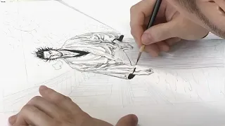 Takehiko Inoue drawing a Vagabond page ( Miyamoto Musashi )