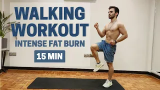 15 MIN WALKING CARDIO WORKOUT | Intense Full Body Fat Burn at Home