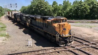 Standing Between 2 Passing Trains!  RR Diamonds, Heavy Coal Train With DPU,  Jersey Central Lines