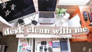 DESK CLEAN WITH ME: cleaning/organizing my desk, what's in my drawers + updated work from home space