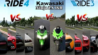 Kawasaki NInja ZX14R Vs Top Super And Hyper Cars | Ride 3 Vs Ride 4 | Which Is Fastest ?